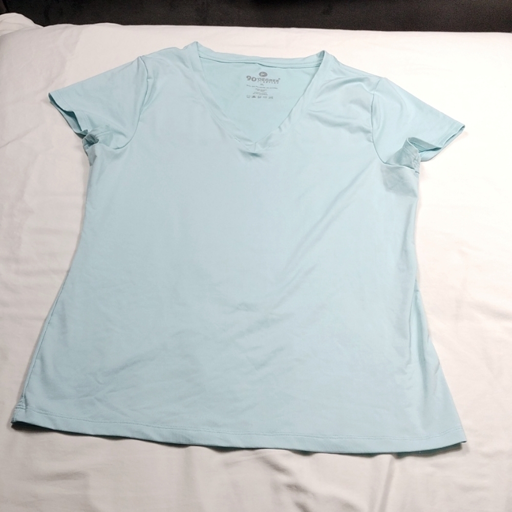 90 degree by reflex women's athletic v neck top size XL, light greenish blue